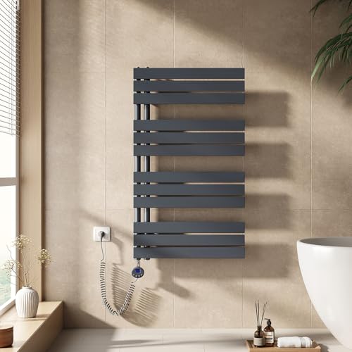 EMKE Handtuchheizkörper Elektrisch mit Thermostat 1041x600 mm, Badheizkörper Handtuchhalter Elektrisch Handtuchwärmer Handtuchtrockner Handtuchheizung mit Heizstab Anthrazit 600W EMKE Handtuchheizkörper Elektrisch mit Thermostat 1041x600 mm, Badheizkörper Handtuchhalter Elektrisch Handtuchwärmer Handtuchtrockner Handtuchheizung mit Heizstab Anthrazit 600W von EMKE
