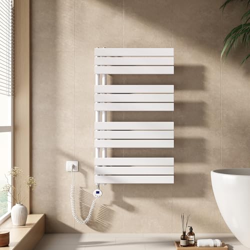EMKE Handtuchheizkörper Elektrisch mit Thermostat 1041x600 mm, Badheizkörper Handtuchhalter Elektrisch Handtuchwärmer Handtuchtrockner Handtuchheizung mit Heizstab Weiß 600W EMKE Handtuchheizkörper Elektrisch mit Thermostat 1041x600 mm, Badheizkörper Handtuchhalter Elektrisch Handtuchwärmer Handtuchtrockner Handtuchheizung mit Heizstab Weiß 600W von EMKE