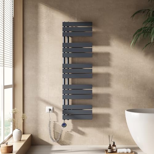 EMKE Handtuchheizkörper Elektrisch mit Thermostat, Badheizkörper Handtuchhalter Elektrisch Handtuchwärmer Handtuchtrockner Handtuchheizung mit Heizstab Anthrazit 1320x400 mm 600W EMKE Handtuchheizkörper Elektrisch mit Thermostat, Badheizkörper Handtuchhalter Elektrisch Handtuchwärmer Handtuchtrockner Handtuchheizung mit Heizstab Anthrazit 1320x400 mm 600W von EMKE