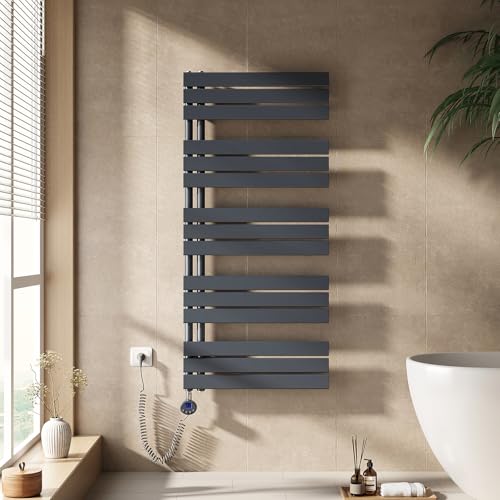 EMKE Handtuchheizkörper Elektrisch mit Thermostat, Badheizkörper Handtuchhalter Elektrisch Handtuchwärmer Handtuchtrockner Handtuchheizung mit Heizstab Anthrazit 1320x600 mm 800W EMKE Handtuchheizkörper Elektrisch mit Thermostat, Badheizkörper Handtuchhalter Elektrisch Handtuchwärmer Handtuchtrockner Handtuchheizung mit Heizstab Anthrazit 1320x600 mm 800W von EMKE