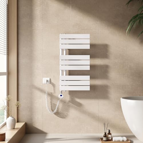 EMKE Handtuchheizkörper Elektrisch mit Thermostat 762x400 mm, Badheizkörper Handtuchhalter Elektrisch Handtuchwärmer Handtuchtrockner Handtuchheizung mit Heizstab Weiß 400W EMKE Handtuchheizkörper Elektrisch mit Thermostat 762x400 mm, Badheizkörper Handtuchhalter Elektrisch Handtuchwärmer Handtuchtrockner Handtuchheizung mit Heizstab Weiß 400W von EMKE