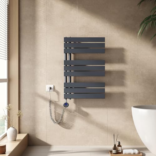 EMKE Handtuchheizkörper Elektrisch mit Thermostat 762x500 mm, Badheizkörper Handtuchhalter Elektrisch Handtuchwärmer Handtuchtrockner Handtuchheizung mit Heizstab Anthrazit 400W EMKE Handtuchheizkörper Elektrisch mit Thermostat 762x500 mm, Badheizkörper Handtuchhalter Elektrisch Handtuchwärmer Handtuchtrockner Handtuchheizung mit Heizstab Anthrazit 400W von EMKE