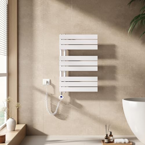 EMKE Handtuchheizkörper Elektrisch mit Thermostat 762x500 mm, Badheizkörper Handtuchhalter Elektrisch Handtuchwärmer Handtuchtrockner Handtuchheizung mit Heizstab Weiß 400W EMKE Handtuchheizkörper Elektrisch mit Thermostat 762x500 mm, Badheizkörper Handtuchhalter Elektrisch Handtuchwärmer Handtuchtrockner Handtuchheizung mit Heizstab Weiß 400W von EMKE