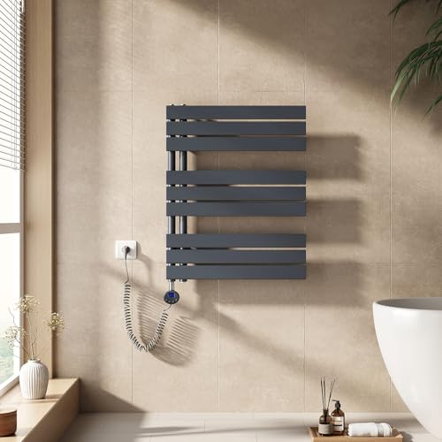 EMKE Handtuchheizkörper Elektrisch mit Thermostat 762x600 mm, Badheizkörper Handtuchhalter Elektrisch Handtuchwärmer Handtuchtrockner Handtuchheizung mit Heizstab Anthrazit 400W EMKE Handtuchheizkörper Elektrisch mit Thermostat 762x600 mm, Badheizkörper Handtuchhalter Elektrisch Handtuchwärmer Handtuchtrockner Handtuchheizung mit Heizstab Anthrazit 400W von EMKE