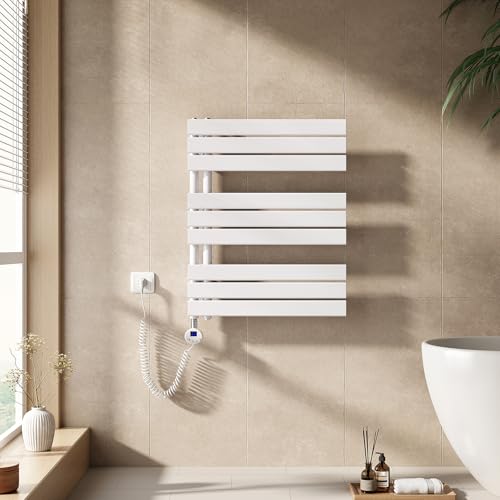 EMKE Handtuchheizkörper Elektrisch mit Thermostat 762x600 mm, Badheizkörper Handtuchhalter Elektrisch Handtuchwärmer Handtuchtrockner Handtuchheizung mit Heizstab Weiß 400W EMKE Handtuchheizkörper Elektrisch mit Thermostat 762x600 mm, Badheizkörper Handtuchhalter Elektrisch Handtuchwärmer Handtuchtrockner Handtuchheizung mit Heizstab Weiß 400W von EMKE