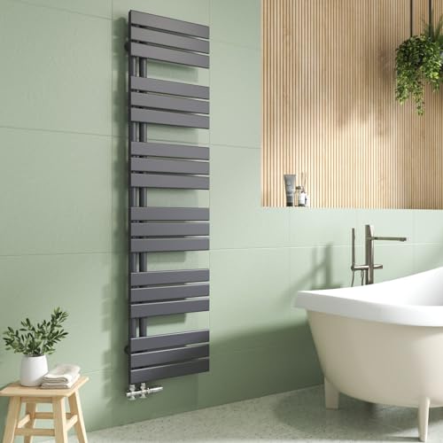 EMKE Handtuchheizkörper Seitenanschluss 1599x400 mm, Badheizkörper Handtuchhalter Handtuchwärmer Handtuchtrockner Badezimmer Heizkörper Flach Handtuchheizung Anthrazit 718W von EMKE