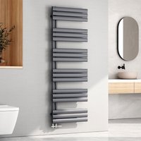 Handtuchheizkörper Warmwasser Badheizkörper Oval Röhren 1740x600 mm Handtuchwärmer Handtuchtrockner Anthrazit 815 Watt - Emke von EMKE