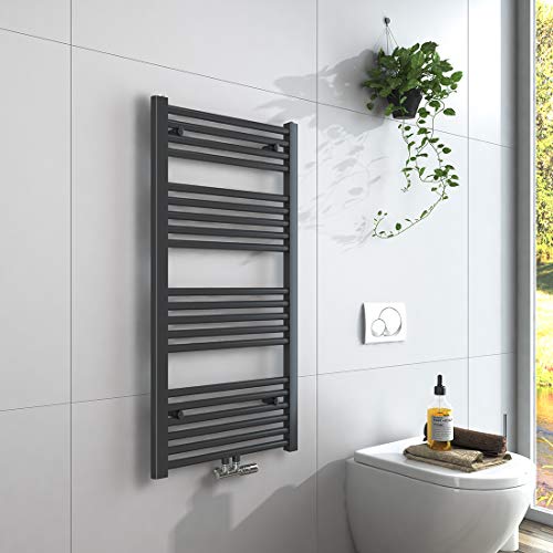 EMKE Handtuchheizkörper 1000x500 mm, Badheizkörper Handtuchhalter Mittelanschluss Handtuchwärmer Handtuchtrockner Heizkörper Bad Handtuchheizung Anthrazit 427W von EMKE