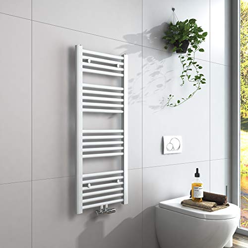 EMKE Handtuchheizkörper 1000x400 mm, Badheizkörper Handtuchhalter Mittelanschluss Handtuchwärmer Handtuchtrockner Heizkörper Bad Handtuchheizung Weiß 356W von EMKE