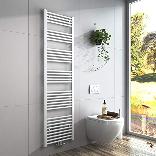 EMKE Handtuchheizkörper 1800x500 mm, Badheizkörper Handtuchhalter Mittelanschluss Handtuchwärmer Handtuchtrockner Heizkörper Bad Handtuchheizung Weiß 739W von EMKE