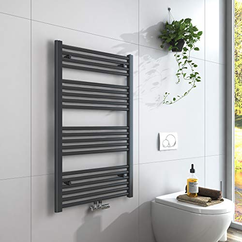 EMKE Handtuchheizkörper 1000x600 mm, Badheizkörper Handtuchhalter Mittelanschluss Handtuchwärmer Handtuchtrockner Heizkörper Bad Handtuchheizung Anthrazit 498W von EMKE
