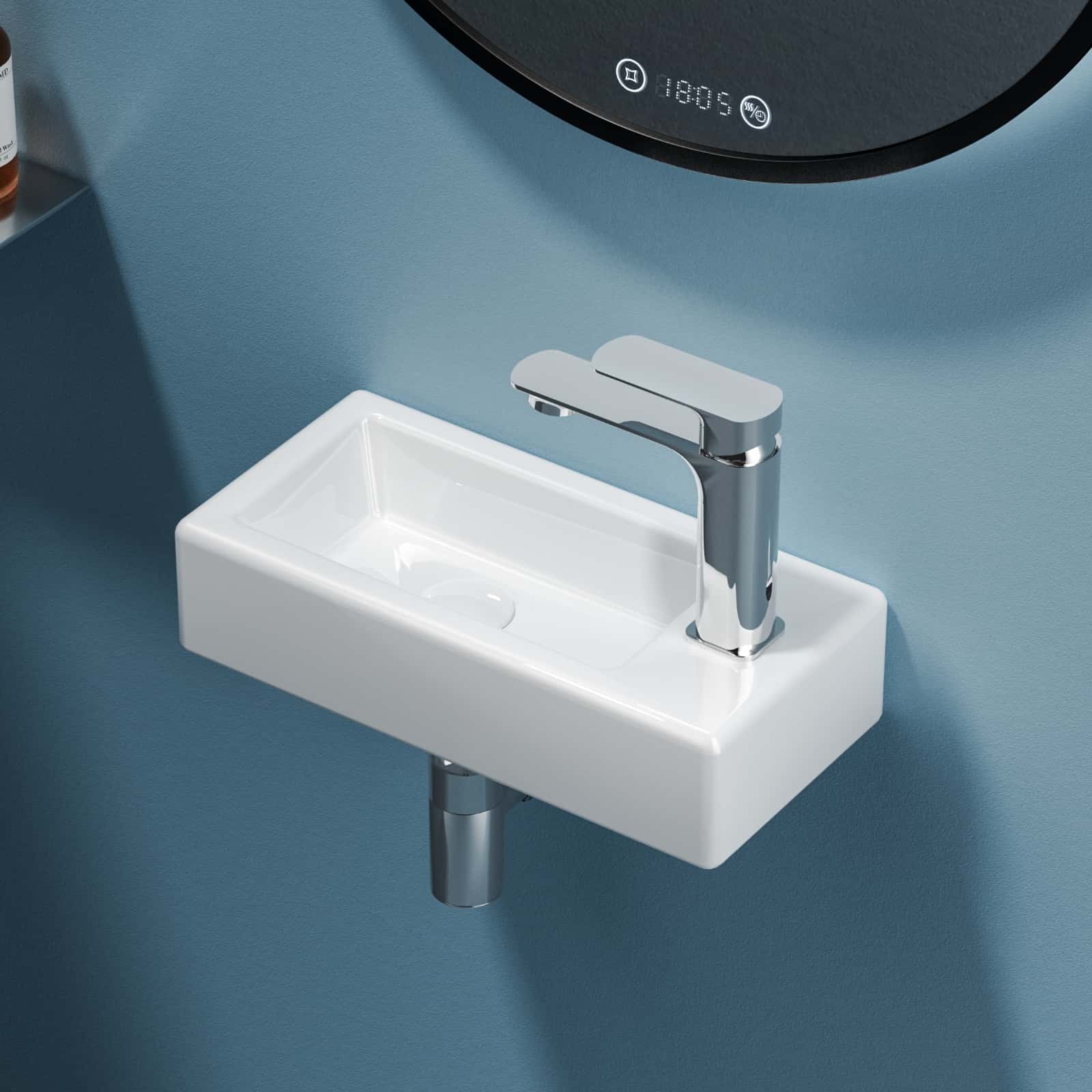 Kompaktes Handwaschbecken mit pflegeleichter Oberfläche & 1 Hahnloch – zur Wandmontage Kompaktes Handwaschbecken mit pflegeleichter Oberfläche & 1 Hahnloch – zur Wandmontage von EMKE