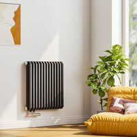 EMKE Heizkörper 600x594 mm D geformt Paneelheizkörper Horizontal Design Heizkörper Doppellagig Flachheizkörper Seitenanschluss Anthrazit 969W von EMKE