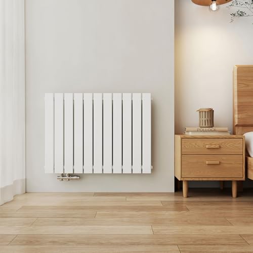EMKE Heizkörper 630x850 mm, Design Heizkörper Flach Paneelheizkörper Horizontal Flachheizkörper Seitenanschluss Einlagig Wandheizkörper Weiß 618 Watt von EMKE