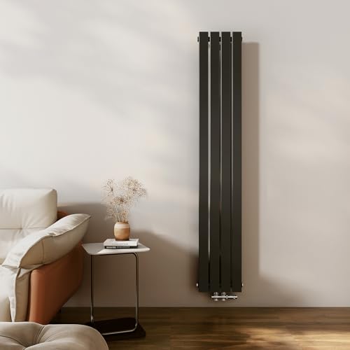 EMKE Heizkörper Klein 1800x300mm, Vertikal Heizkörper Bad Schmal Hoch Flachheizkörper Mittelanschluss Design Paneelheizkörper Einlagig Wandheizkörper Schwarz 627 Watt von EMKE