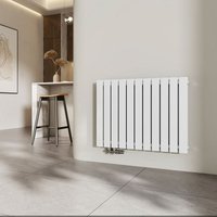 EMKE Heizkörper Flach Heizkörper Design Paneelheizkörper Horizontal, Doppellagig, Seitenanschluss, 63x85cm, 1136W, Weiß von EMKE