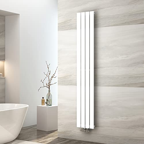 EMKE Heizkörper Klein 1800x300mm, Vertikal Heizkörper Schmal Hoch Badezimmer Flachheizkörper Mittelanschluss Design Paneelheizkörper Einlagig Wandheizkörper Weiß 627 Watt von EMKE