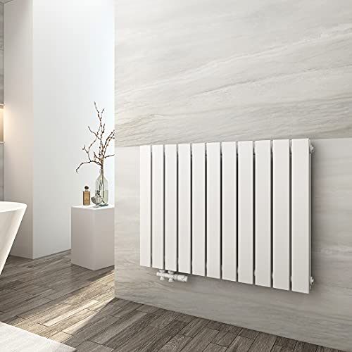 EMKE Heizkörper Flach 630x850mm, Design Flachheizkörper Moderne Heizkörper Horizontal Paneelheizkörper Seitenanschluss Doppellagig Wandheizkörper Weiß 1136 Watt von EMKE
