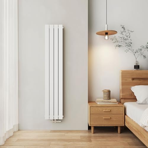 EMKE Heizkörper Klein 1600x300 mm, Vertikal Heizkörper Schmal Hoch Badezimmer Flachheizkörper Mittelanschluss Design Paneelheizkörper Doppellagig Wandheizkörper 889 Watt Weiß von EMKE