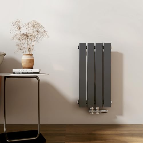 EMKE Heizkörper Klein 600x300mm, Vertikal Heizkörper Bad Flachheizkörper Mittelanschluss Design Paneelheizkörper Einlagig Wandheizkörper Anthrazit 233 Watt von EMKE
