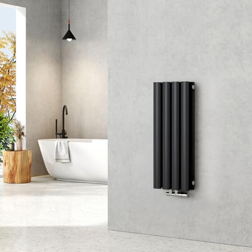 EMKE Heizkörper Klein 600x240mm, Oval Paneelheizkörper Mittelanschluss Vertikal Heizkörper Design Röhrenheizkörper Doppellagig Schwarz 248 Watt EMKE Heizkörper Klein 600x240mm, Oval Paneelheizkörper Mittelanschluss Vertikal Heizkörper Design Röhrenheizkörper Doppellagig Schwarz 248 Watt von EMKE