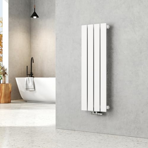 EMKE Heizkörper Klein 900 x 300 mm, Heizkörper Flach Flachheizkörper Einlagig Design Heizkörper Mittelanschluss Schmal Hoch Paneelheizkörper für Badezimmer Weiß 403 Watt von EMKE