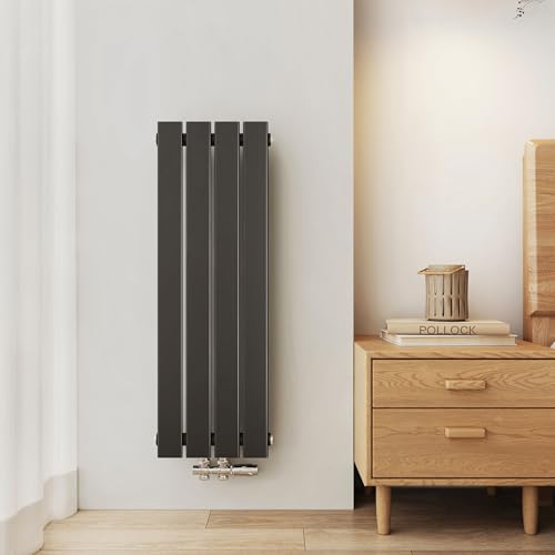 EMKE Heizkörper Klein 900x300 mm, Vertikal Heizkörper Flach Badezimmer Flachheizkörper Mittelanschluss Design Paneelheizkörper Einlagig Wandheizkörper 403 Watt Schwarz von EMKE