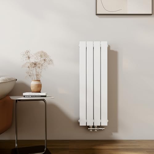 EMKE Heizkörper Klein 900x300mm, Vertikal Heizkörper Bad Flachheizkörper Mittelanschluss Design Paneelheizkörper Doppellagig Wandheizkörper Weiß 446 Watt von EMKE