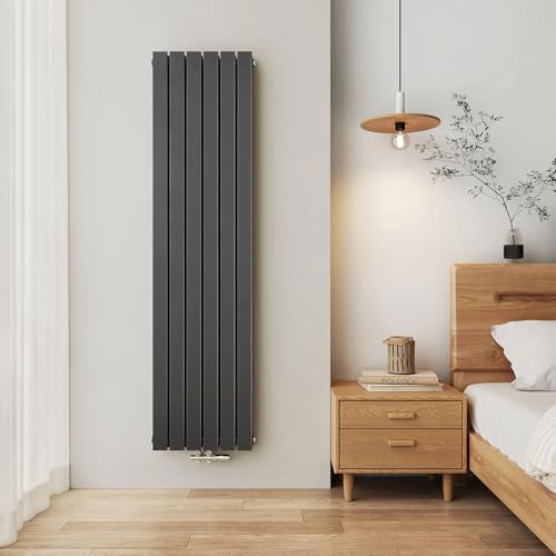 EMKE Heizkörper Vertikal 1800x460 mm, Flachheizkörper Mittelanschluss Design Heizkörper Flach Paneelheizkörper Doppellagig Wandheizkörper Anthrazit 1670 Watt von EMKE