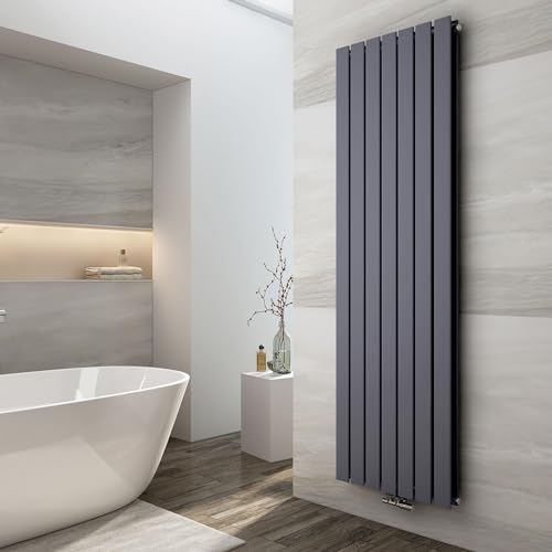EMKE Heizkörper Vertikal 1800x540mm, Flachheizkörper Mittelanschluss Design Heizkörper Flach Moderne Paneelheizkörper Doppellagig Wandheizkörper Anthrazit 1949 Watt von EMKE