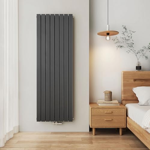 EMKE Heizkörper Vertikal 1800x620 mm, Flachheizkörper Mittelanschluss Design Heizkörper Flach Paneelheizkörper Doppellagig Wandheizkörper Anthrazit 2227 Watt von EMKE