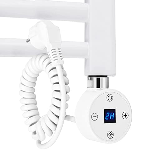 EMKE Heizstab 300W für Badheizkörper, Heizpatrone aus Edelstahl für Handtuchheizkörper Elektrisch Heizkörper, Heizstab mit Thermostat und Temperaturregler Weiß von EMKE