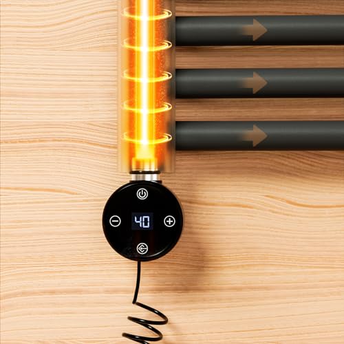 EMKE Heizstab für Badheizkörper mit Thermostat 600W, Heizpatrone für Heizkörper Handtuchheizkörper Elektrisch, Heizstab aus Edelstahl mit Elektronischer Temperaturregler und Timerfunktion Schwarz EMKE Heizstab für Badheizkörper mit Thermostat 600W, Heizpatrone für Heizkörper Handtuchheizkörper Elektrisch, Heizstab aus Edelstahl mit Elektronischer Temperaturregler und Timerfunktion Schwarz von EMKE