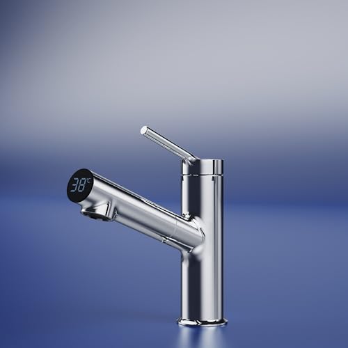 EMKE Küchenarmatur - Flexibler Wasserhahn Küche, LED Temperaturanzeige Küchenarmatur, 360° Schwenkbare Spültischarmaturen, Wasserhahn Küchen & Brause ausziehbar, Chrom EMKE Küchenarmatur - Flexibler Wasserhahn Küche, LED Temperaturanzeige Küchenarmatur, 360° Schwenkbare Spültischarmaturen, Wasserhahn Küchen & Brause ausziehbar, Chrom von EMKE