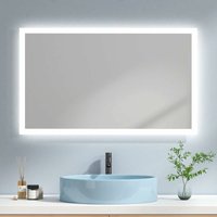 Led Badspiegel 100x60cm Badezimmerspiegel (Warmweißes/Kaltweißes Licht, Knopfschalter, Beschlagfrei, Modell c) - Emke von EMKE