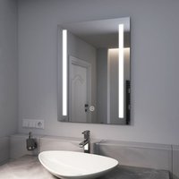 EMKE LED Badspiegel 80x60cm Badezimmerspiegel mit Kaltweißer Beleuchtung Touch-schalter und Beschlagfrei von EMKE