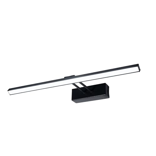 EMKE LED Spiegellampe Bad 40cm, Spiegelleuchte Badezimmer 200° Drehung 8W 6500K IP44 Badlampe Spiegel Lampe Wandbeleuchtung Spiegellampen für das bad Spiegelleuchten Schwarz von EMKE