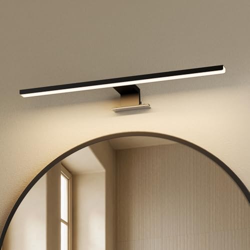 EMKE Spiegellampe Bad Spiegelleuchte 40cm, LED Spiegel Lampe 8W IP44 4200k, Spiegellampen Badspiegelleuchten Badezimmer Spiegellampe für das Bad Mirror Light Schwarz von EMKE