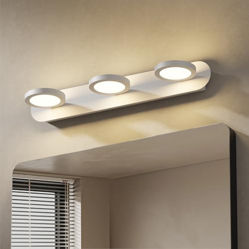 EMKE LED Spiegellampe Bad Spiegelleuchte 50cm, 360° Drehbar Spiegelleuchten Badezimmer 3 Licht 15W Wandleuchte Spiegellampen für das Bad, Badspiegelleuchten Wandlampe Weiß von EMKE
