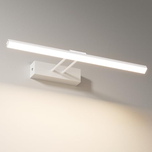 EMKE LED Spiegelleuchte Spiegellampe Bad, 8W Bilderleuchte 200° Einstellbar Badlampe Wandbeleuchtung Wasserdicht IP44 4200K, Weiß von EMKE