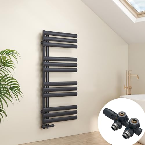EMKE Oval Badheizkörper mit Multiblock 1120x500 mm, Handtuchheizkörper Seitenanschluss Handtuchwärmer Handtuchtrockner Heizkörper Bad Anthrazit 475 Watt EMKE Oval Badheizkörper mit Multiblock 1120x500 mm, Handtuchheizkörper Seitenanschluss Handtuchwärmer Handtuchtrockner Heizkörper Bad Anthrazit 475 Watt von EMKE