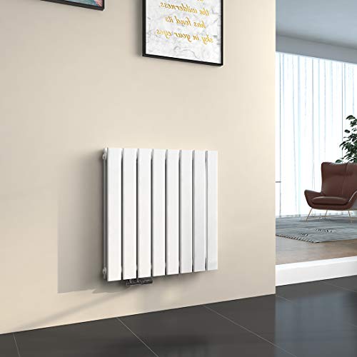 EMKE Heizkörper Horizontal 630x620mm, Design Flachheizkörper Doppellagig Moderne Heizkörper Flach Paneelheizkörper Seitenanschluss Weiß 826W von EMKE