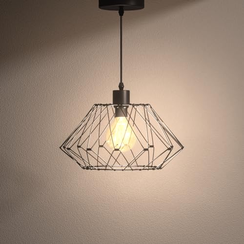 EMKE Pendellampe Lydia, Pendelleuchte Retro 1 flammige Hängelampe Modern, Design Deckenleuchter für Esstisch Esstischlampe Wohnzimmerlampe Hängeleuchte Metallschirm Verformbar für E27 von EMKE