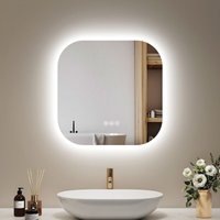 EMKE Quadratischer 50cm LED Badezimmerspiegel mit Antibeschlag 3 Farben des Lichts Dimmbar von EMKE