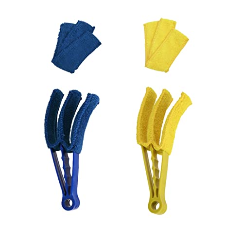 EMKE Reinigungsbürste für Badheizkörper, Jalousien und Lamellen 2-er Packung, waschbarer und herausnehmbarer Staubwischer, Lamellenbürste Heizkörperbürste (blau+gelb) von EMKE