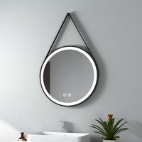 EMKE Runder Badspiegel mit Beleuchtung ф60cm LED Wandspiegel mit Touch-Schalter, Dimmbar Warmweißes/Kaltweißes/Neutrales Licht (Typ 4) von EMKE