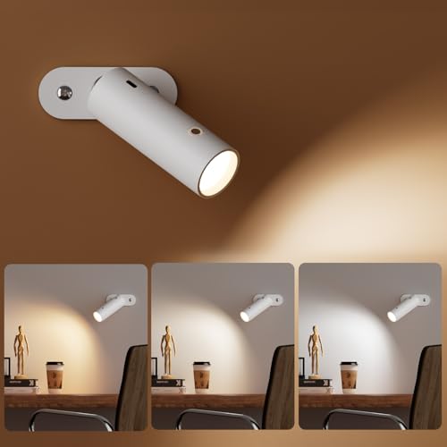 EMKE Schreibtischlampe LED Tischlampe Dimmbar, 5-in-1 Magnetisches Licht 360° Verstellbar, Nachttischlampe 3 Helligkeitsstufen, Tischleuchte Leselicht Schreibtisch Lampe für Kinder, Weiß von EMKE