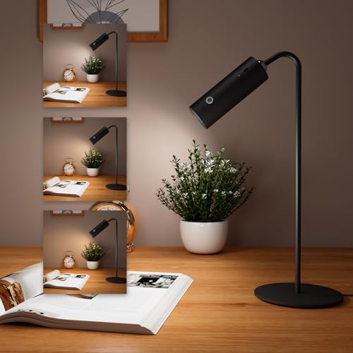 EMKE Schreibtischlampe LED Tischlampe Dimmbar Schwarz, 5-in-1 Magnetisches Licht 360° Verstellbar, Nachttischlampe Tischleuchte Leselicht Schreibtisch Lampe für Kinder von EMKE