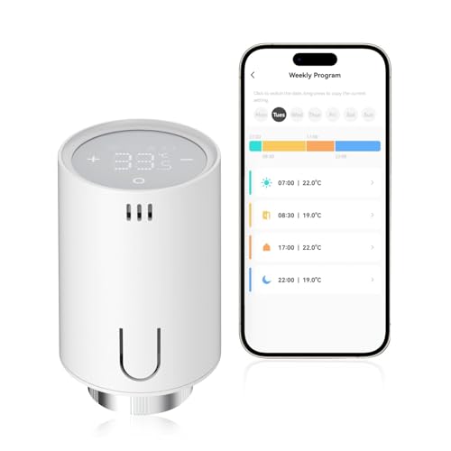 EMKE Smart Heizkörperthermostat, Intelligenter Heizungsthermostat mit App-Funktion, benötigt Tuya Zigbee 3.0 Gateway, kompatibel mit Alexa & Google Assistant, Thermostat Heizung, M30*1,5mm 6 Adapter EMKE Smart Heizkörperthermostat, Intelligenter Heizungsthermostat mit App-Funktion, benötigt Tuya Zigbee 3.0 Gateway, kompatibel mit Alexa & Google Assistant, Thermostat Heizung, M30*1,5mm 6 Adapter von EMKE