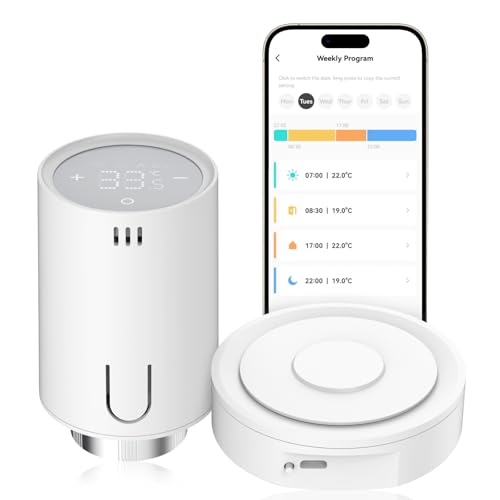EMKE Smart Heizkörperthermostat Starter Kit, Intelligenter Heizungsthermostat mit App-Funktion, kompatibel mit Alexa & Google Assistant, Thermostat Heizung inklusive Tuya Zigbee Gateway, M30*1,5mm EMKE Smart Heizkörperthermostat Starter Kit, Intelligenter Heizungsthermostat mit App-Funktion, kompatibel mit Alexa & Google Assistant, Thermostat Heizung inklusive Tuya Zigbee Gateway, M30*1,5mm von EMKE